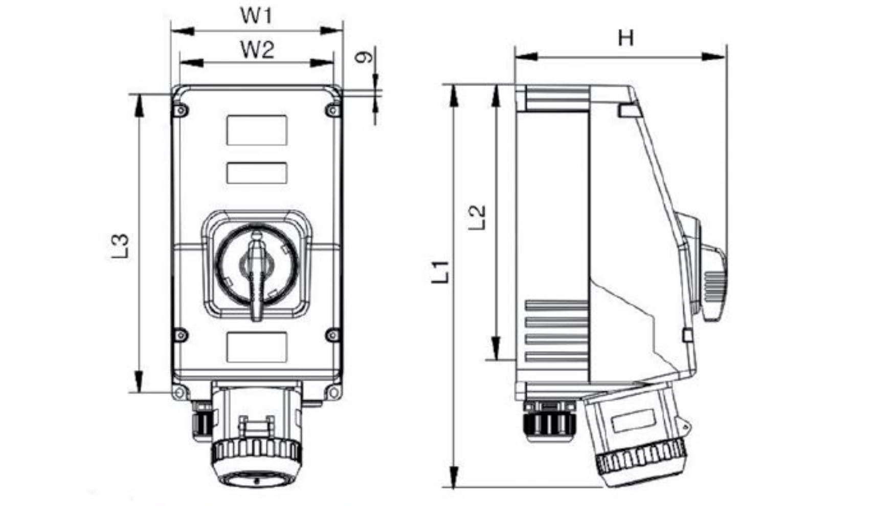 Zone 1 Wall Socket SWE Dimension